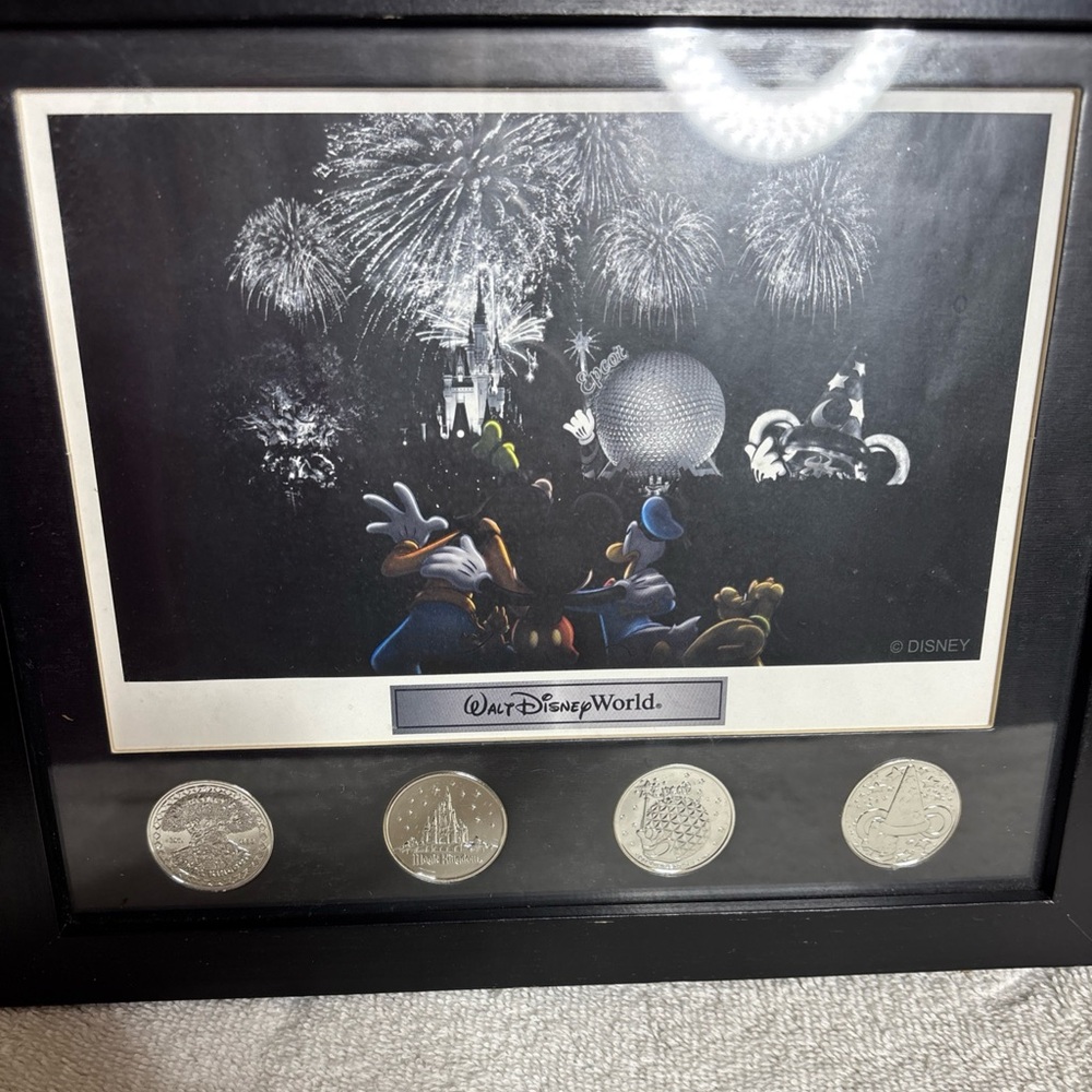 Disney Black and White Art with 4 coins